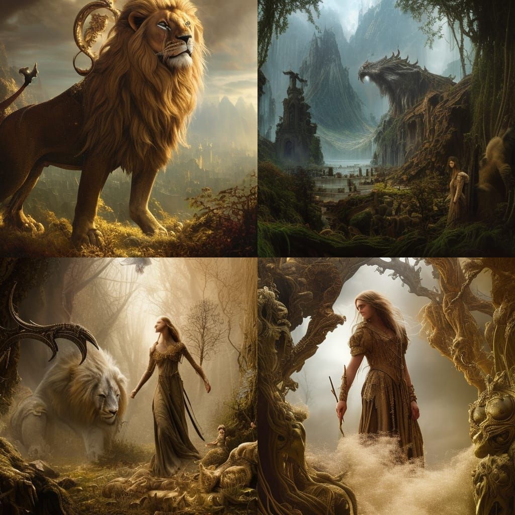 Jadis and Aslan: Chronicles of Narnia Digital Painting