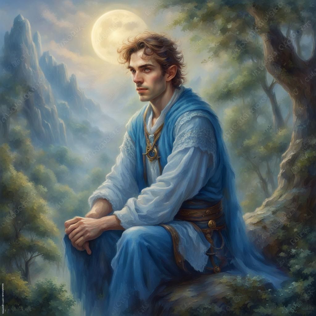 Ethereal Portrait of Young Elf Druid in Fantasy Style