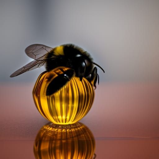 Crystal Bumble Bee on Paisley Table at Sunrise