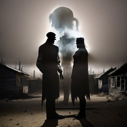 Eerie Desert Encounter with Ghostly Figures
