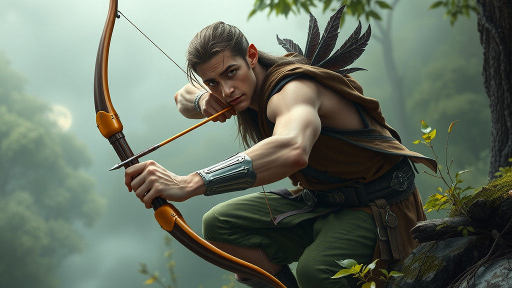Elven Archer on Mist-Shrouded Ridge