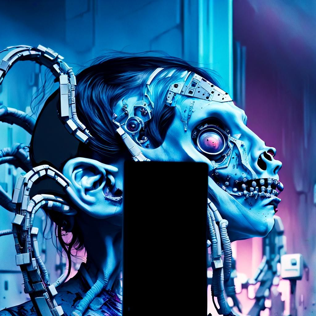 Grotesque Woman with Cassette Tape, Dark Fantasy Art