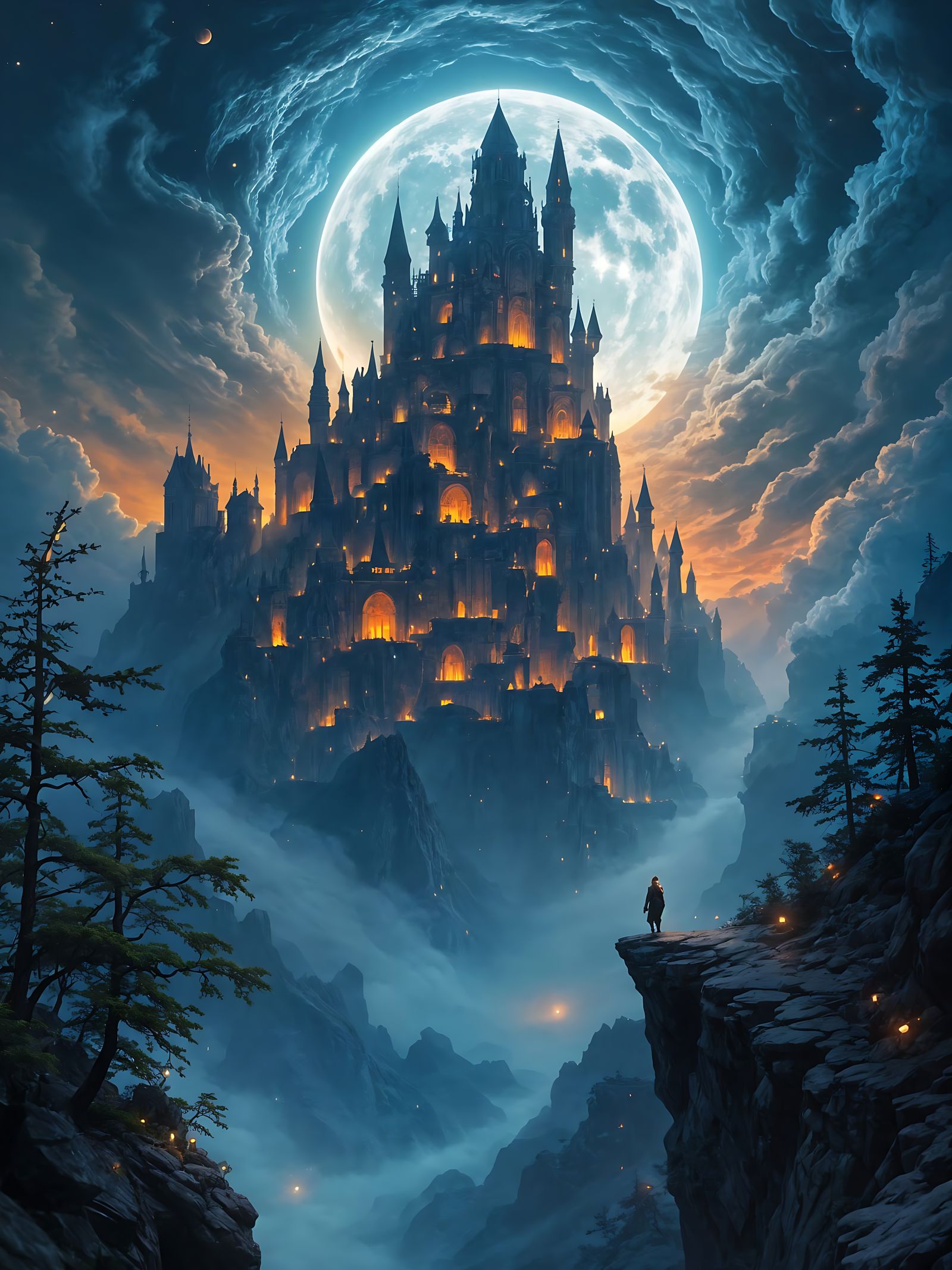 Mystical Metropolis Aglow in Fantasy Landscape Art
