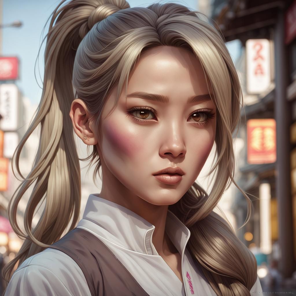 Beautiful Korean Woman Portrait in Hyperdetailed Digital Art