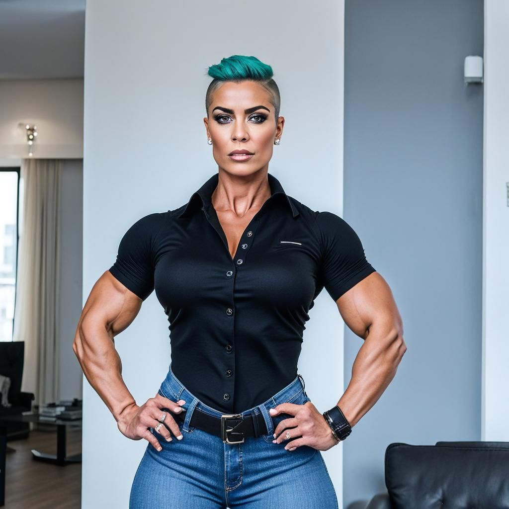 Muscular Arab Woman With Short Undercut Hairstyle
