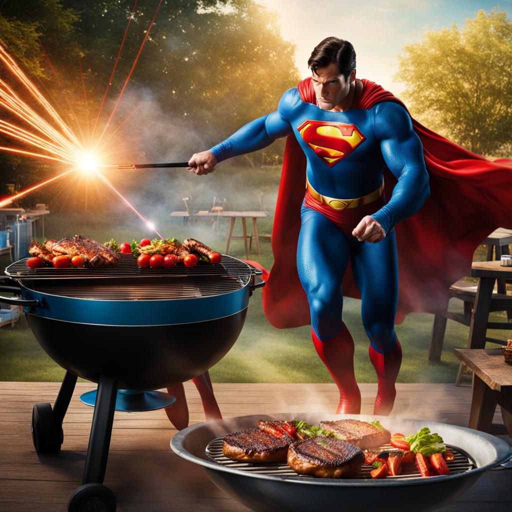Superman Lights Barbecue with Laser Vision