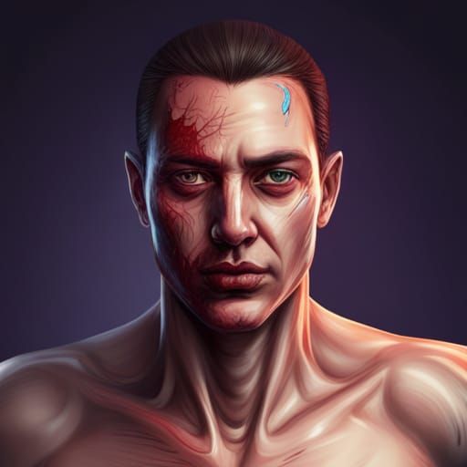 Hyperrealistic Vampire Hunter's Tears: Splash Art Portrait