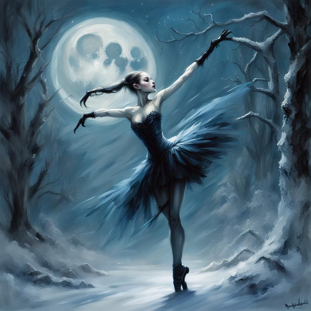 Macabre Ballerina in Winter Wonderland Fantasy