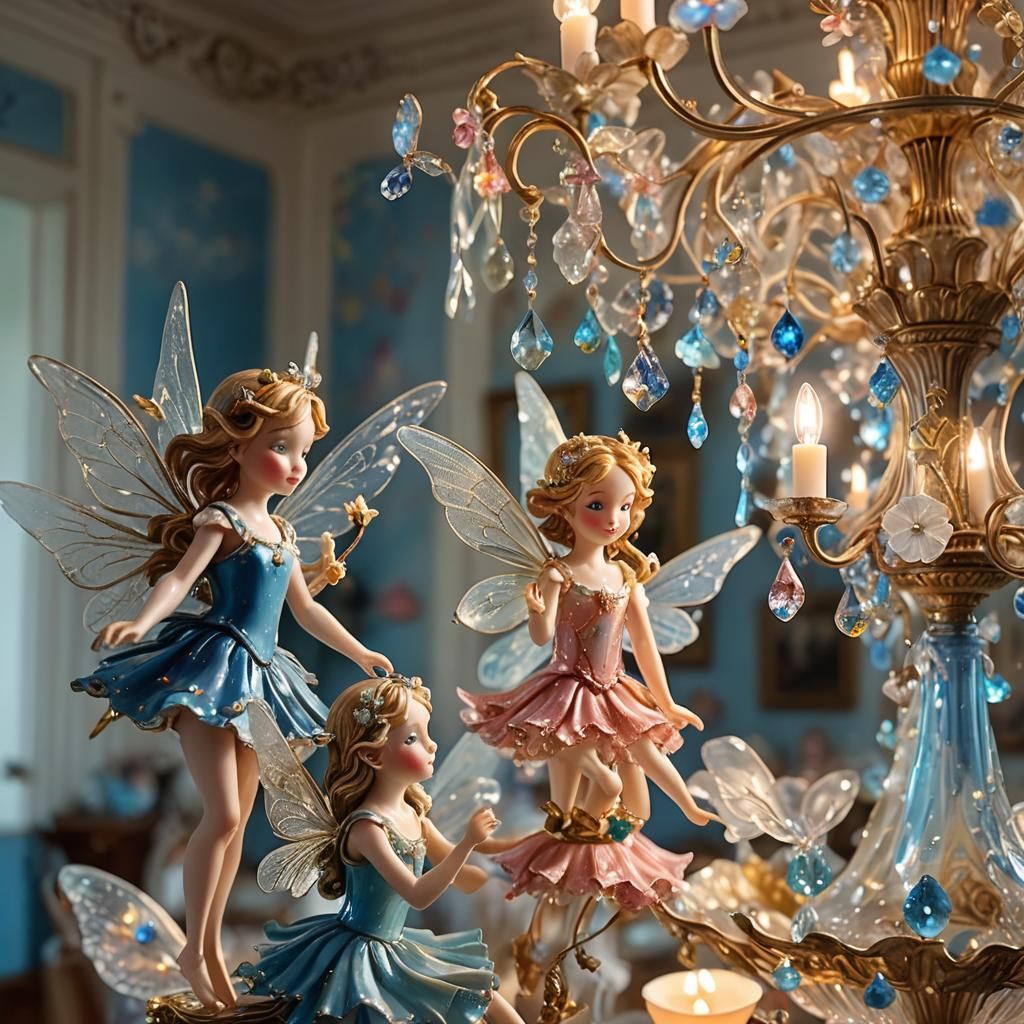 Fairies Shimmering in a Sunlit Living Room