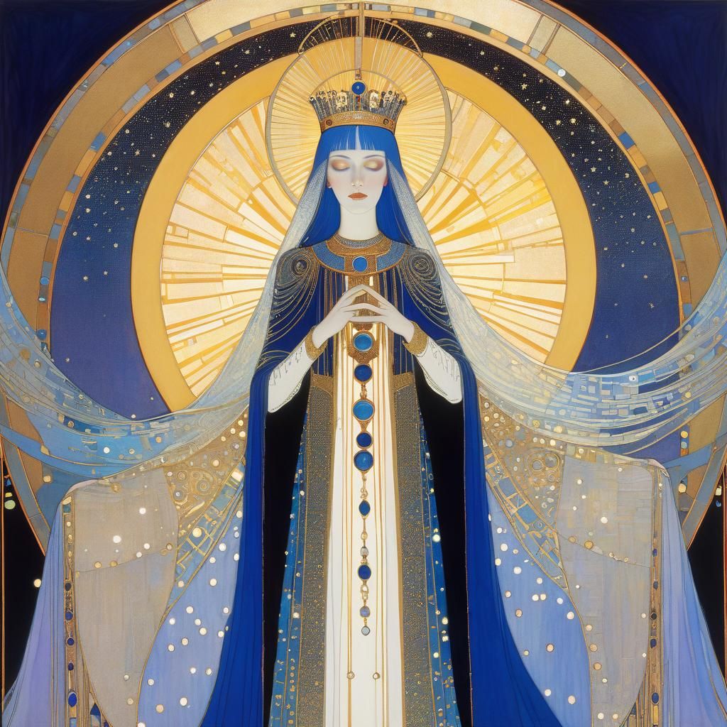 Majestic Goddess of Radiance in Art Nouveau Style