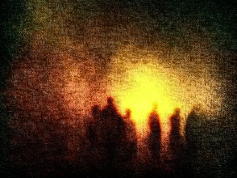 Aurora Figures in a Sky-Scoured Landscape