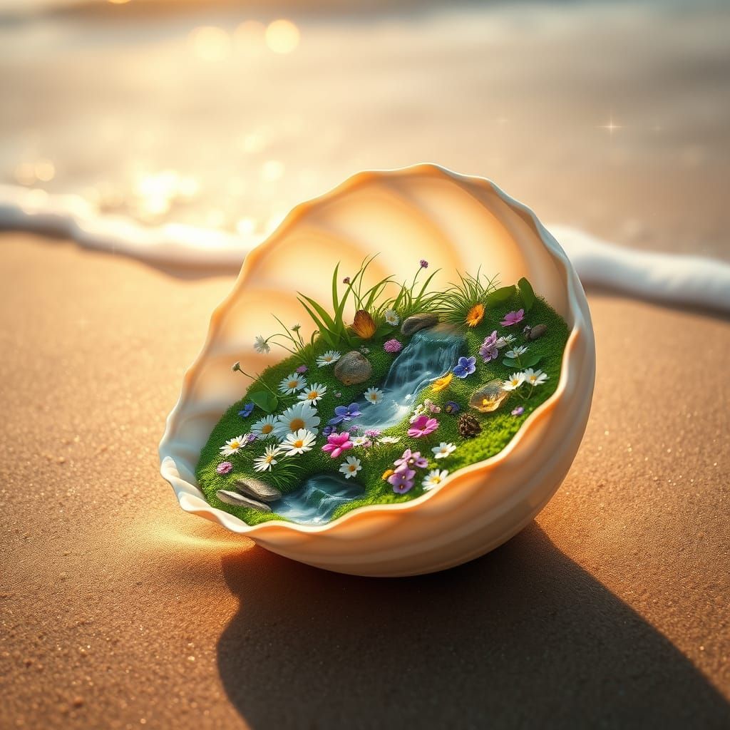 Springtime Oasis in a Seashell