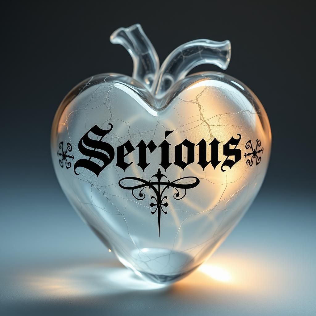 Shattered Glass Heart with Gothic Script