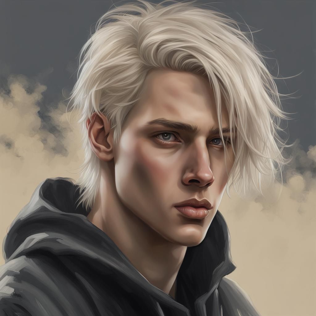 Attractive Young Man with Horse, Matte Painting