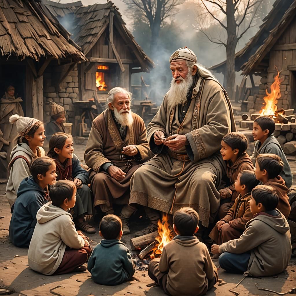 Village Patriarch Tells Stories by the Fire