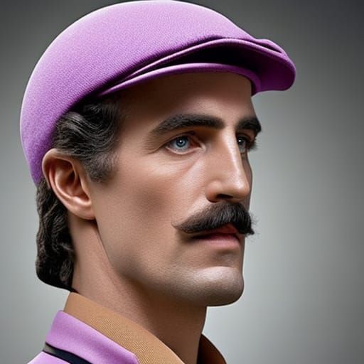 Detailed Portrait of a Gentleman in Purple Cap