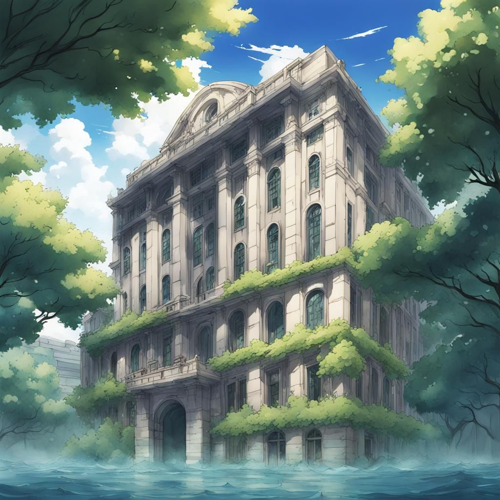 Anime School Building Dominated by Elements