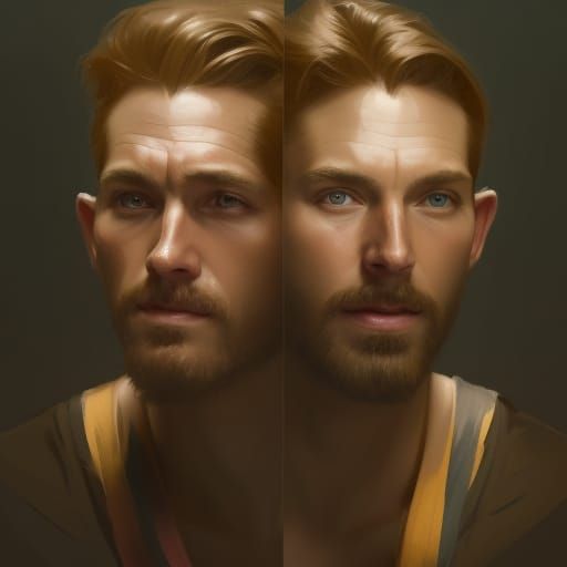 Detailed Portrait of Two Men in Art Nouveau Style