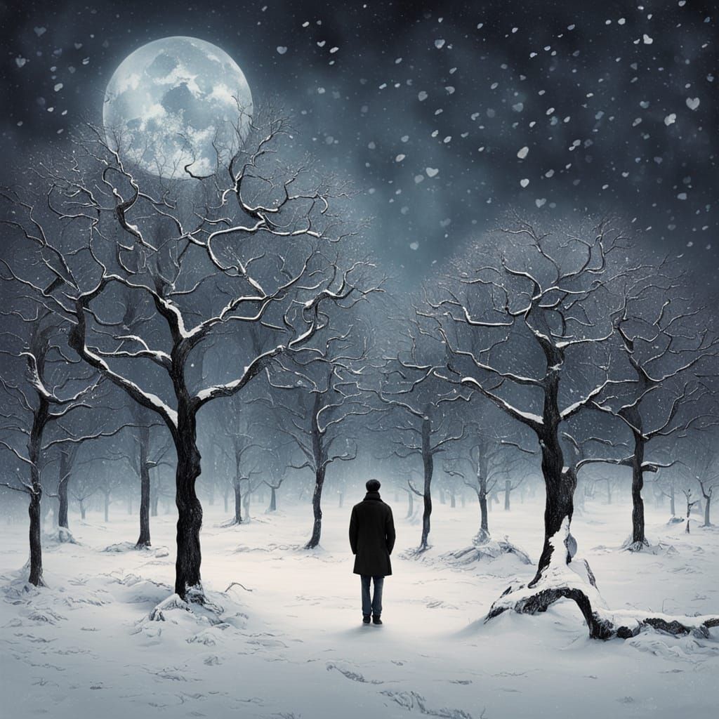 Desolate Winter Landscape with Cold Wind