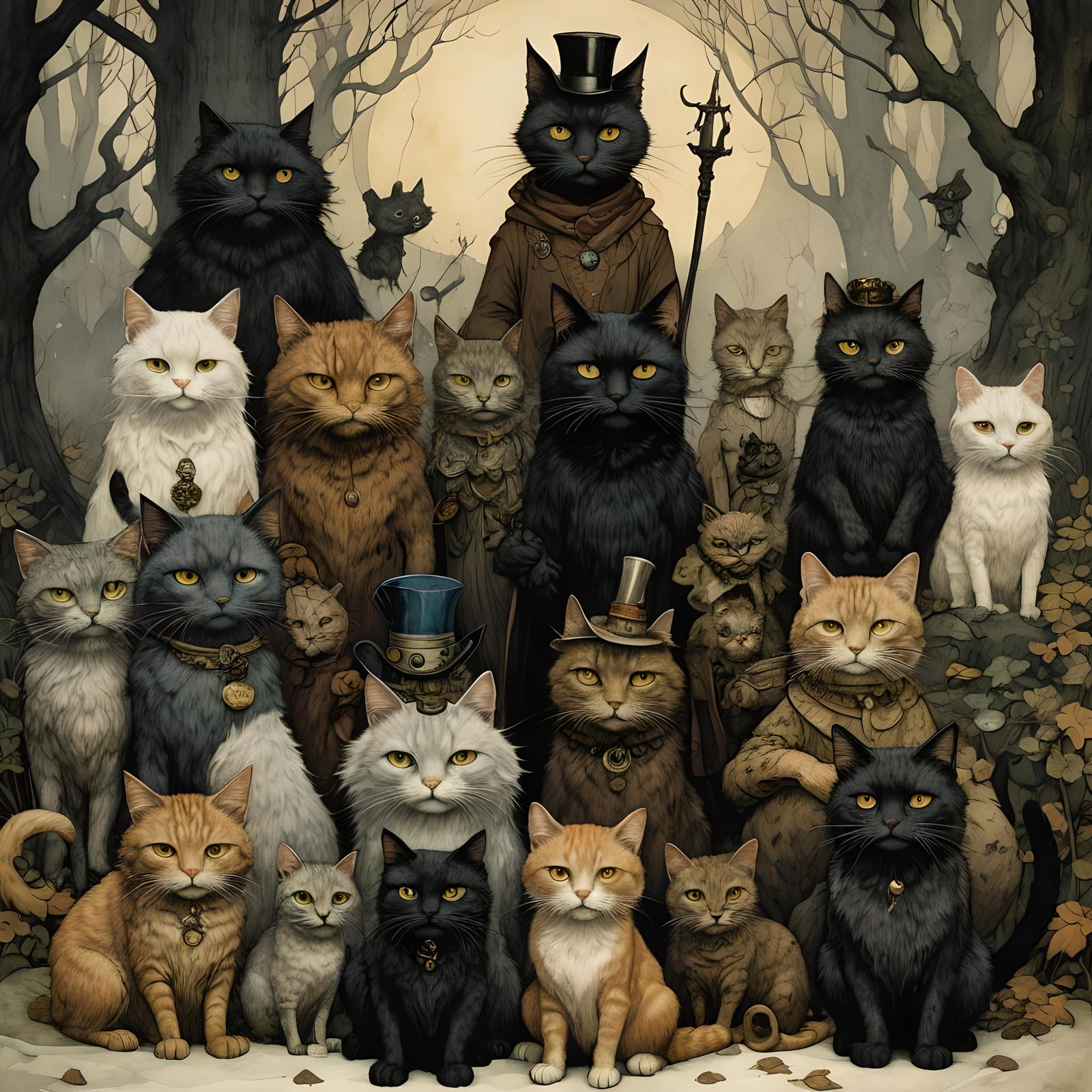 Sinister Cat Inspired by Fairy-Tale Illustrators