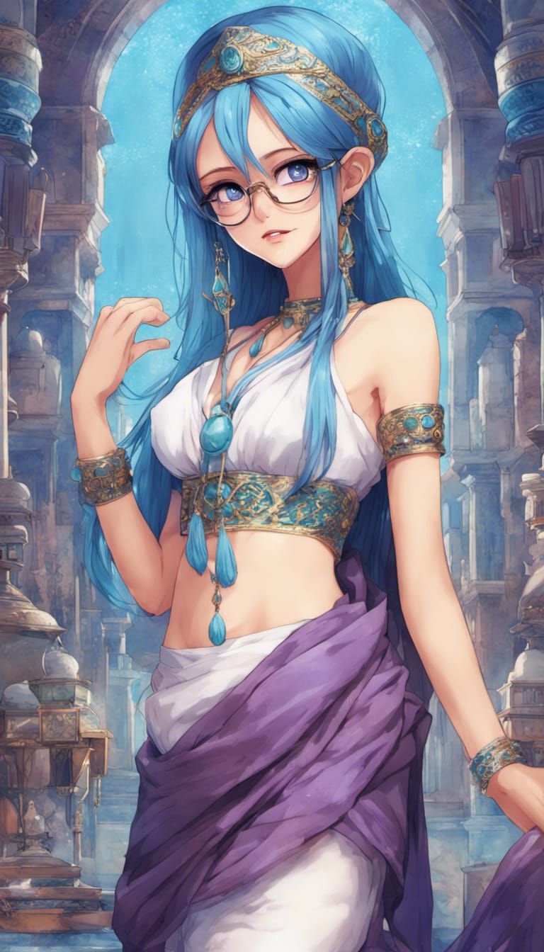 Anime Librarian Belly Dancer in Manga Style