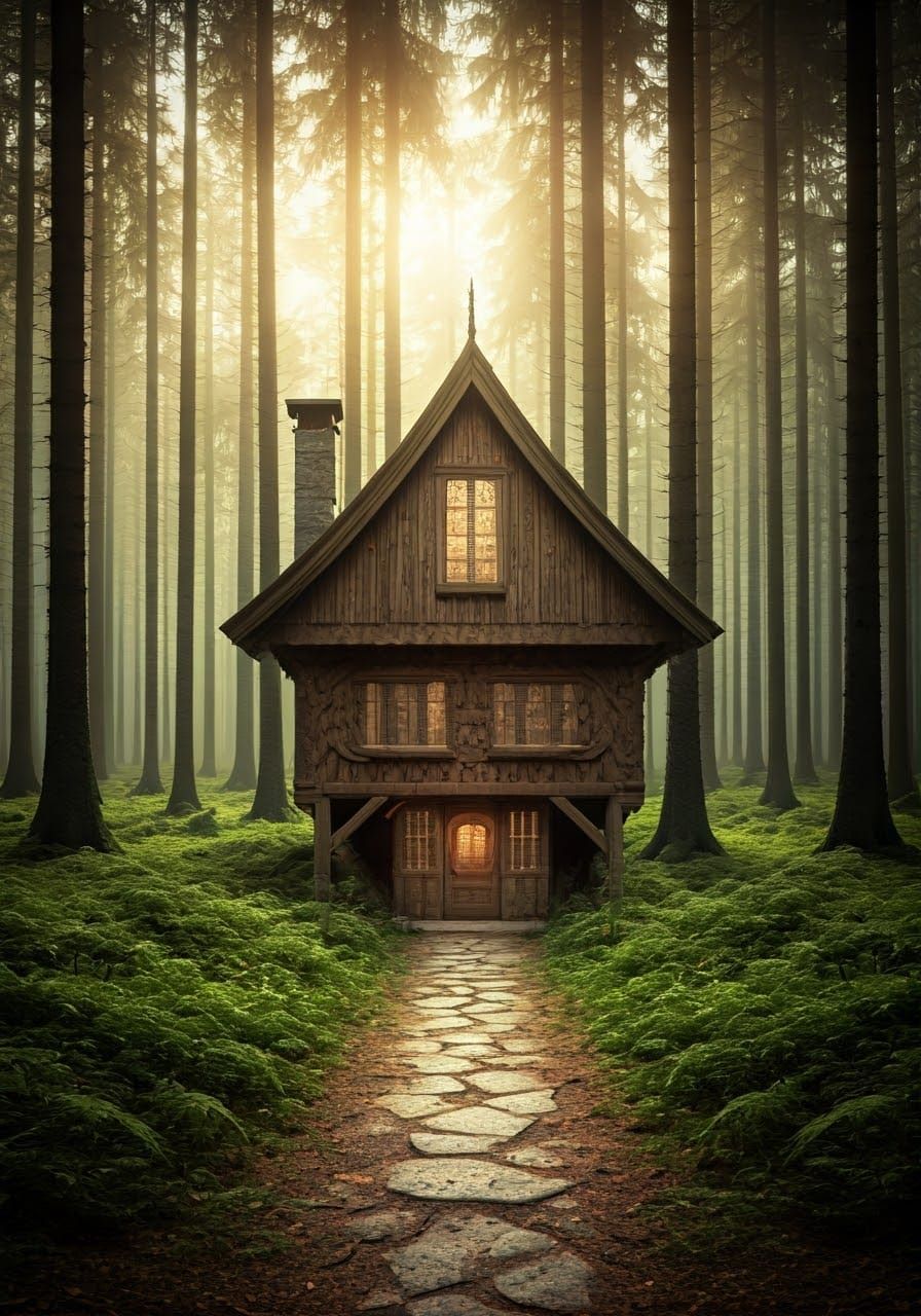 Grotesque Anthropomorphic Creature in Florid Landscape