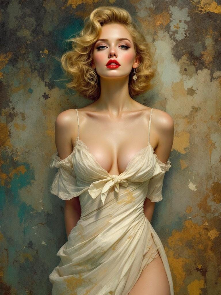 1950s Pin-Up in Art Nouveau Style