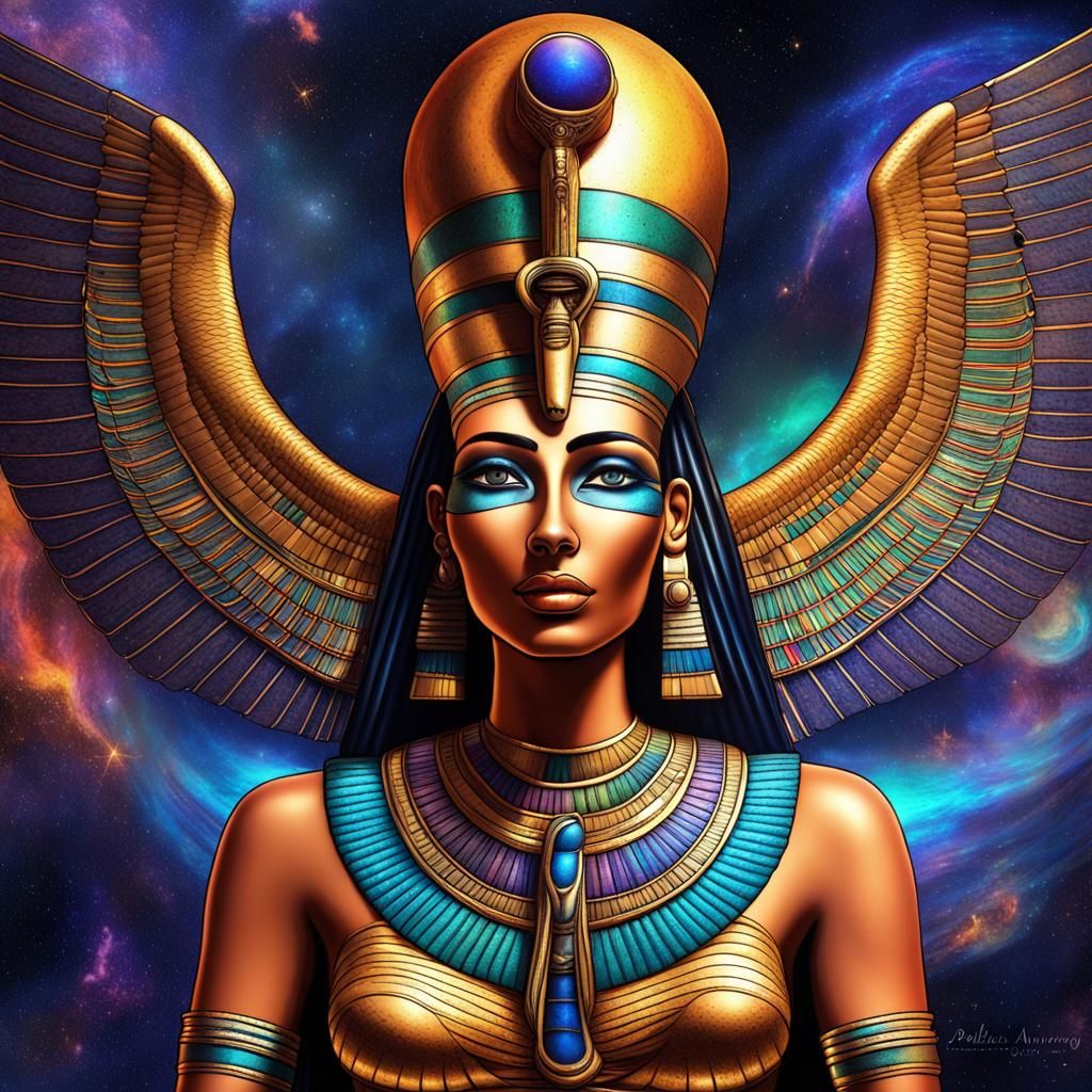 Maat in Space: Holographic Astral Illustration