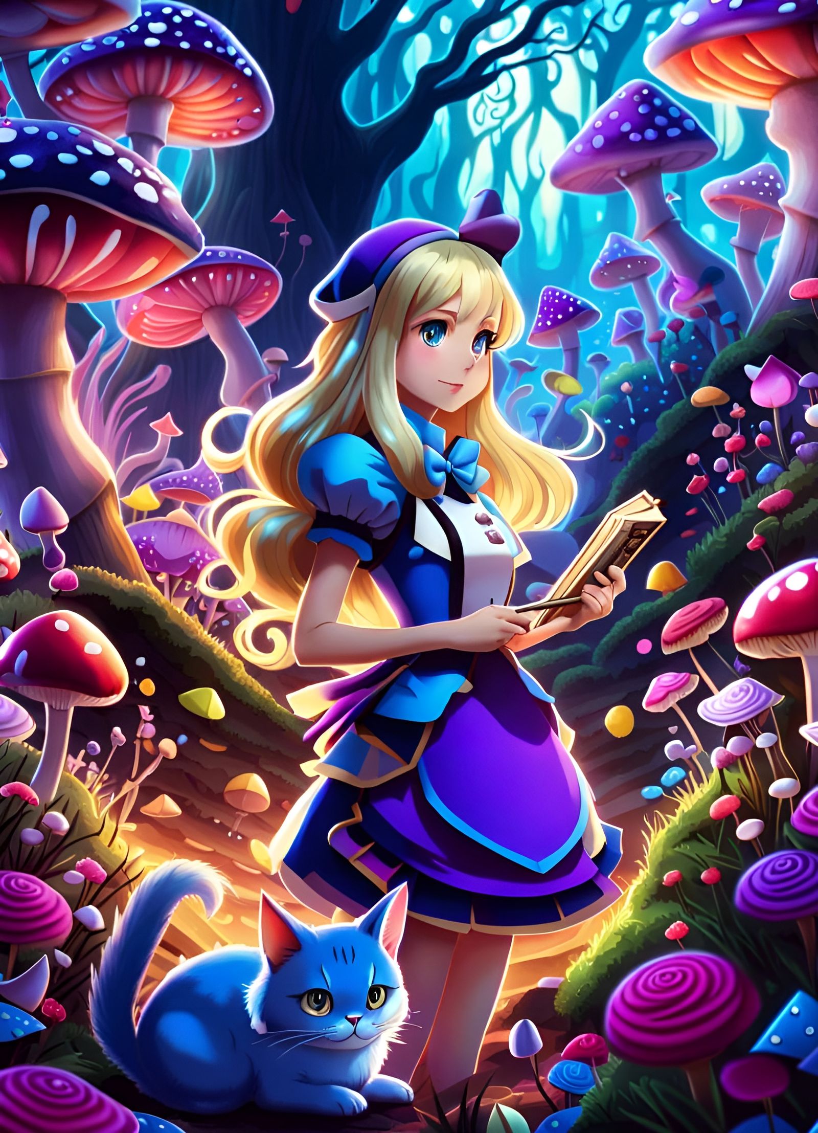 Alice in Wonderland: Vibrant Anime Forest