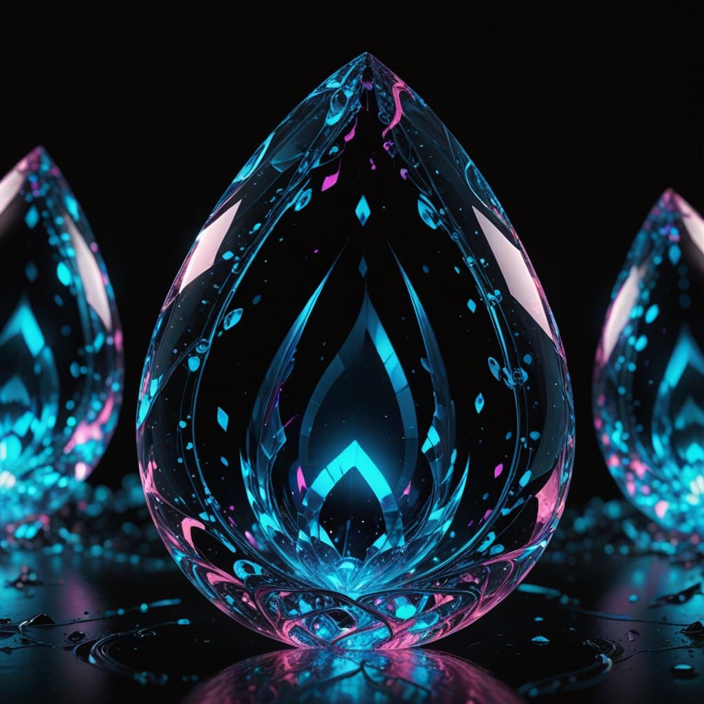 Pink Crystal Teardrop with Blue Energy