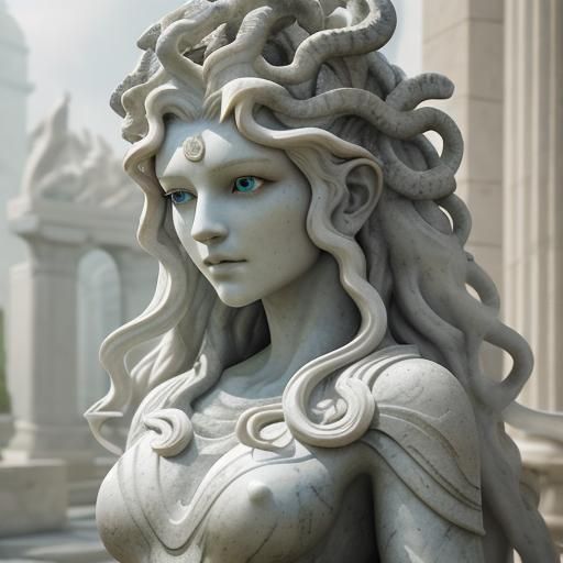 Photorealistic Marble Sculpture of Medusa