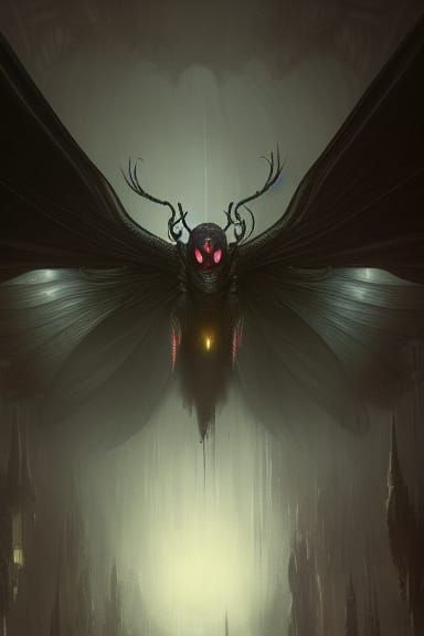 Mothman in Dark Fantasy Style