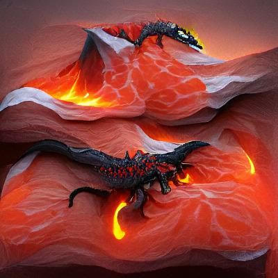 Majestic Lava Dragon on Volcanic Peak
