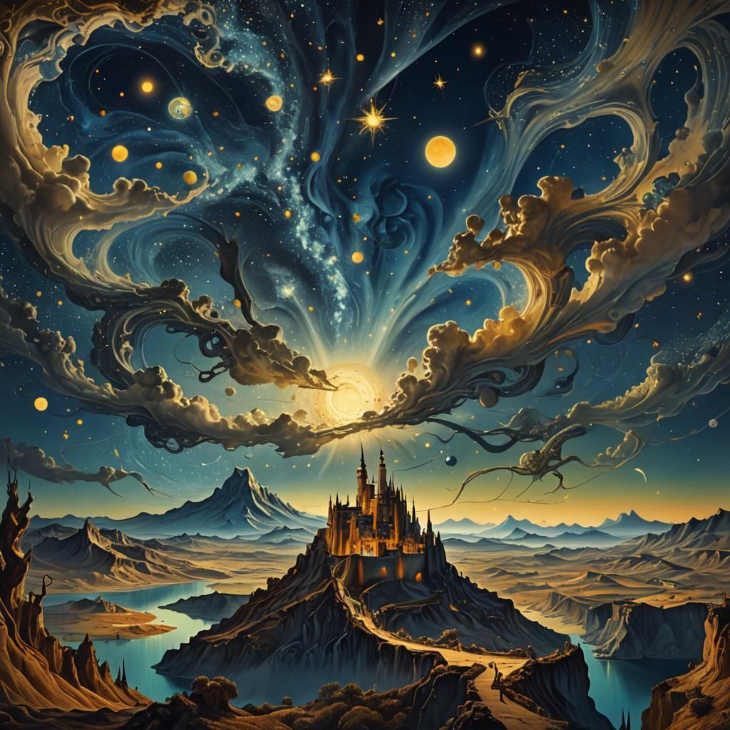 Salvador Dali Inspired Starry Night Painting