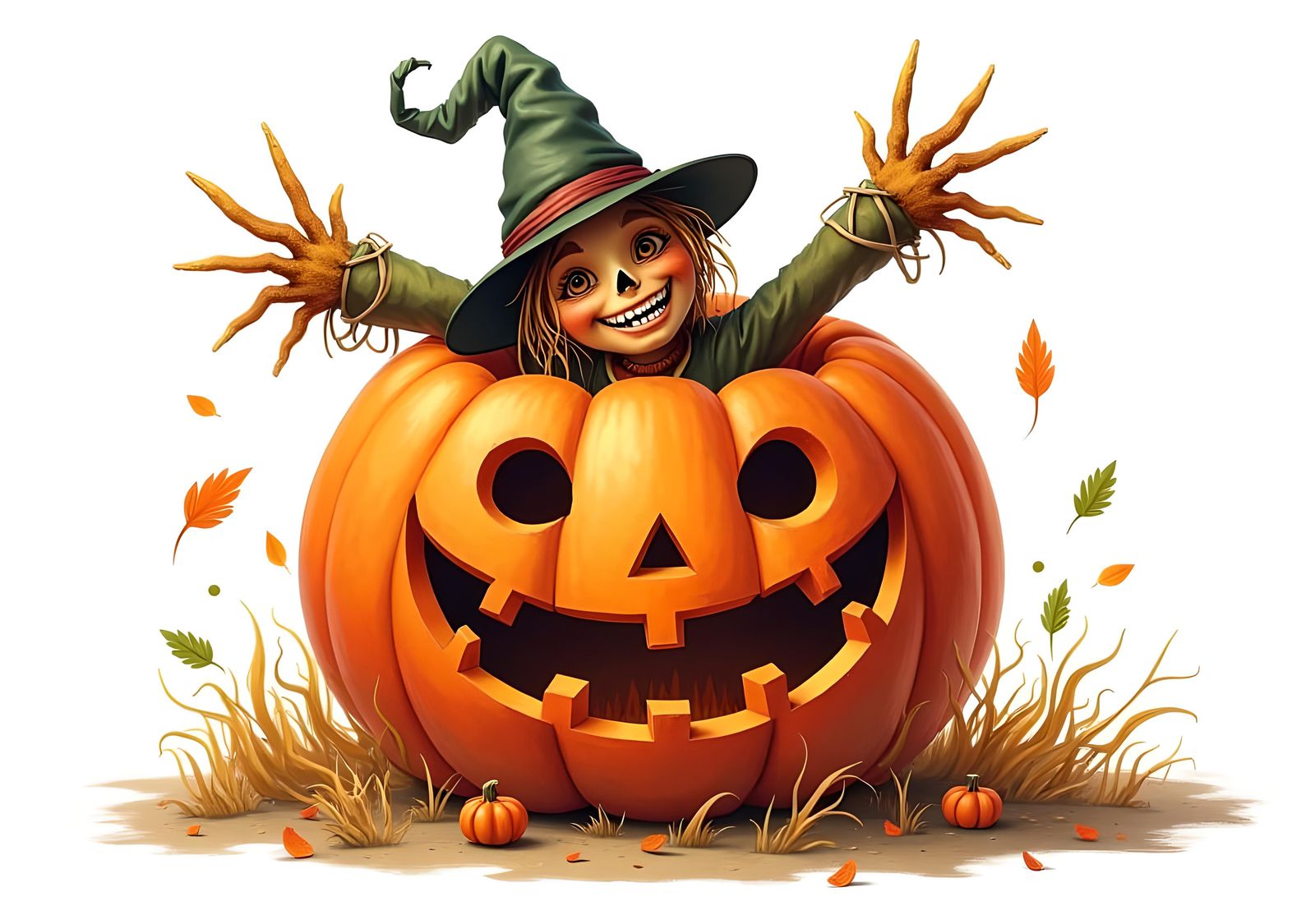 Scary Smiling Pumpkin for Halloween in Detailed Digital Art