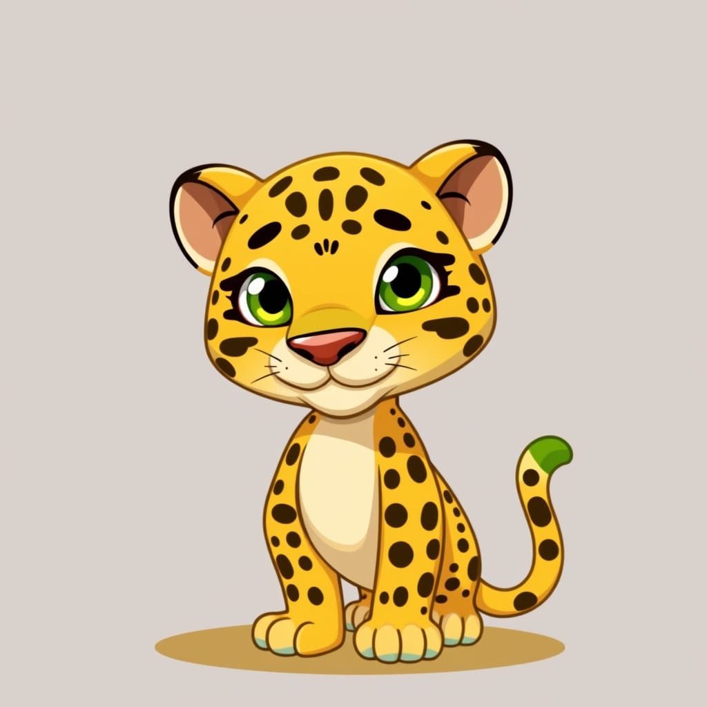 Vibrant Cartoon Jaguar Cub in Playful Style