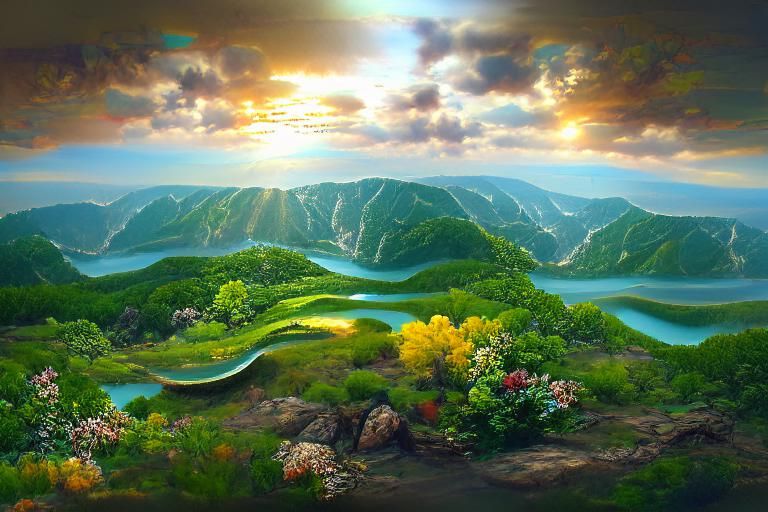 Lush Canyon Vista in Golden Light