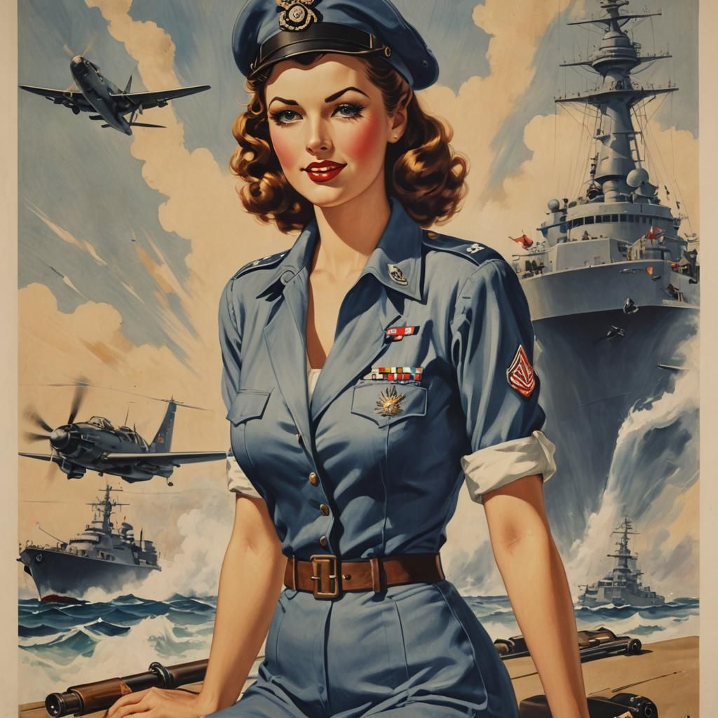 WWII Navy Recruitment Poster in Pulp Art Style
