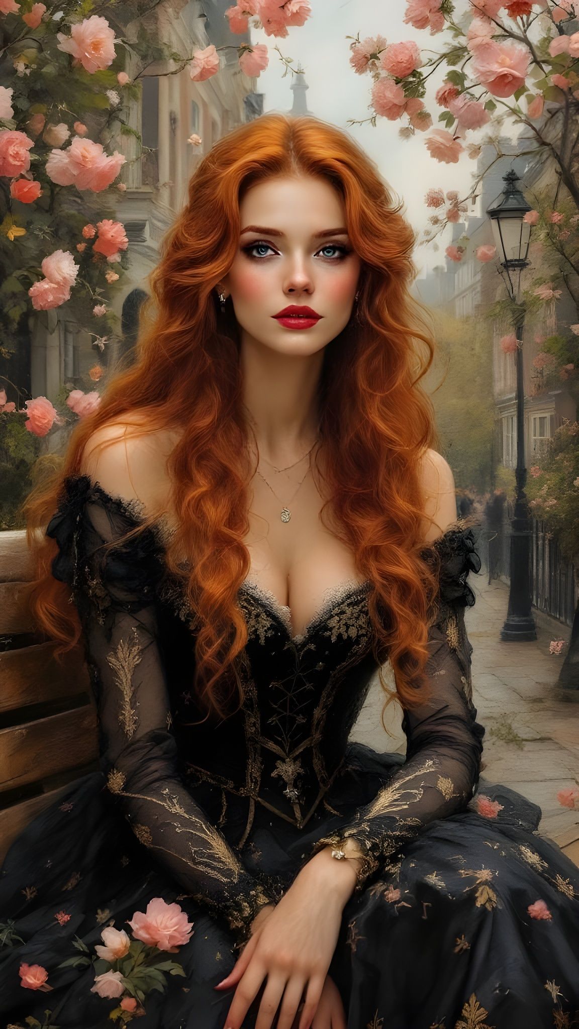 Venetian Princess in Victorian Gown, Oil Painting