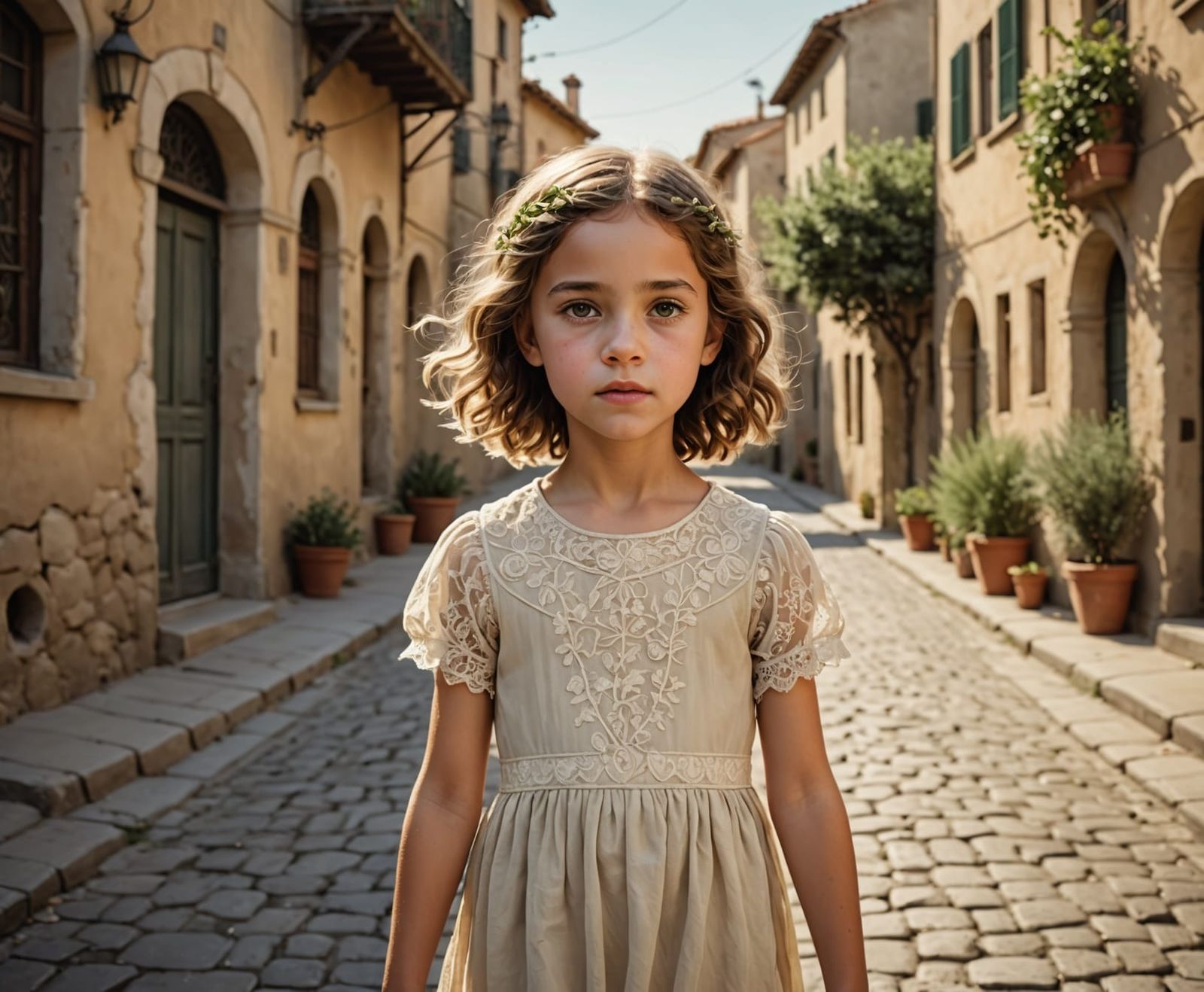 Girl with Olive Branch in Realistic Rendering