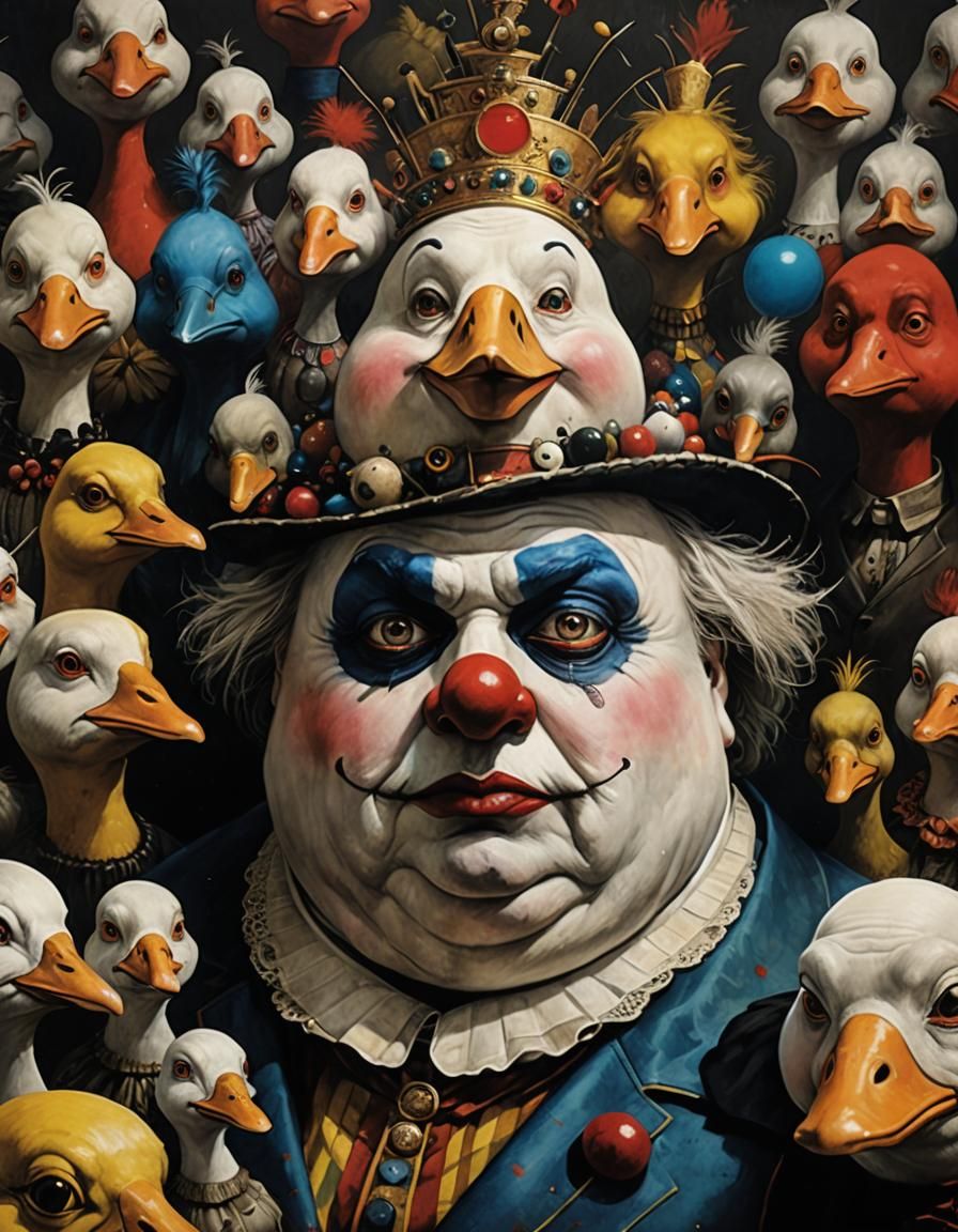 Demonic Cyborg Goose-Bear Clown in Volcanic Hyperspace