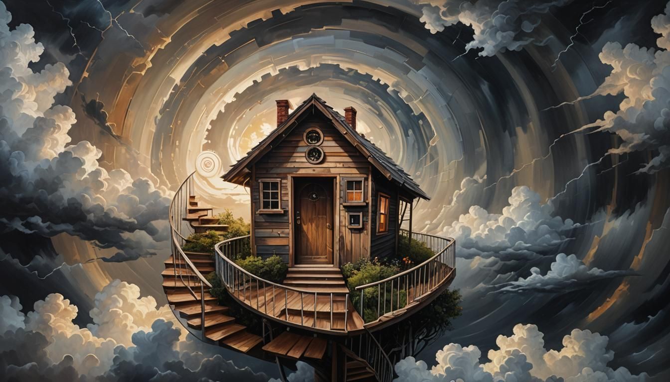 Surreal Eye with Spiral Staircase in Acrylic Art