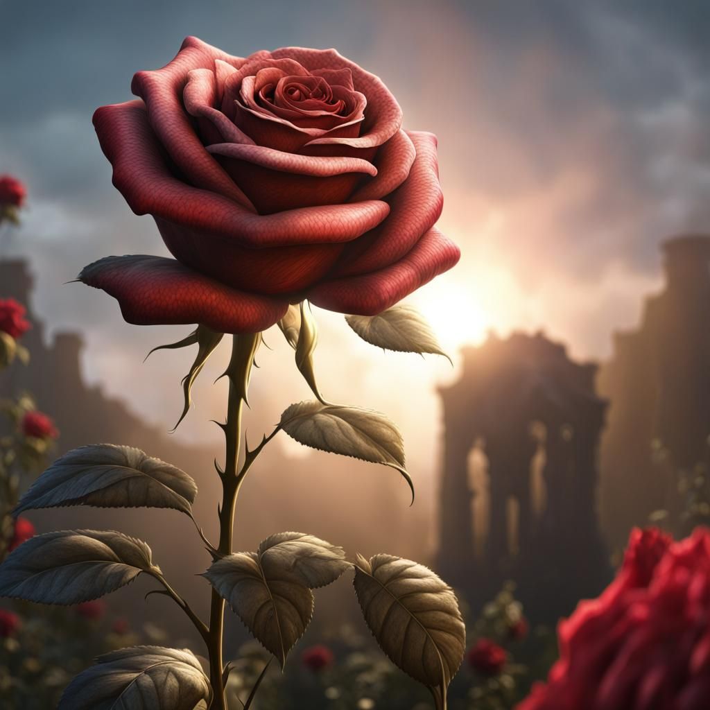 Rose with Human Face: Detailed Matte Painting