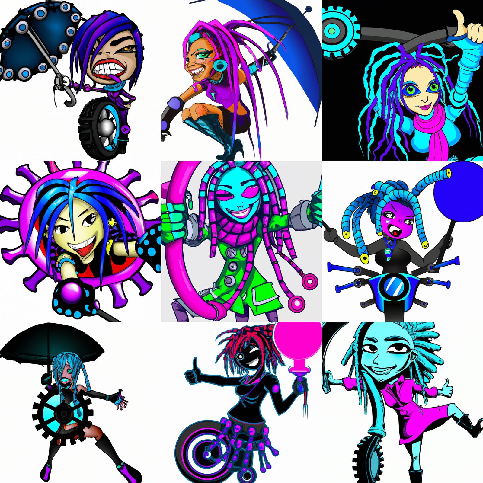 Cyberpunk Girl with Electric Vehicle on Beach