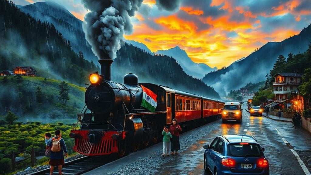 Steam Train Winds Through Himalayan Tea Gardens in Impressio...
