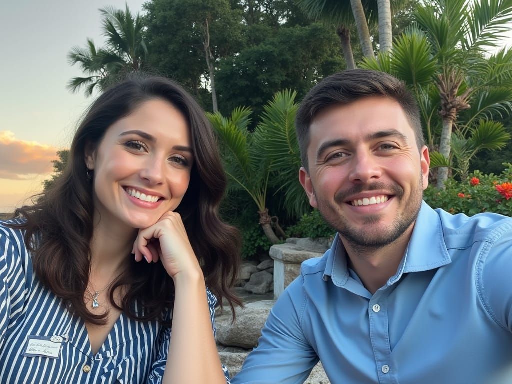 Elegant Couple Basks in Sunset Paradise