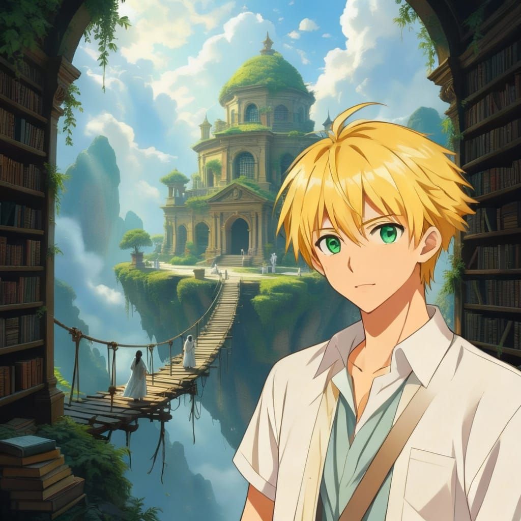 Anime Portrait: Seto Kuwashima with Golden Blonde Hair and E...