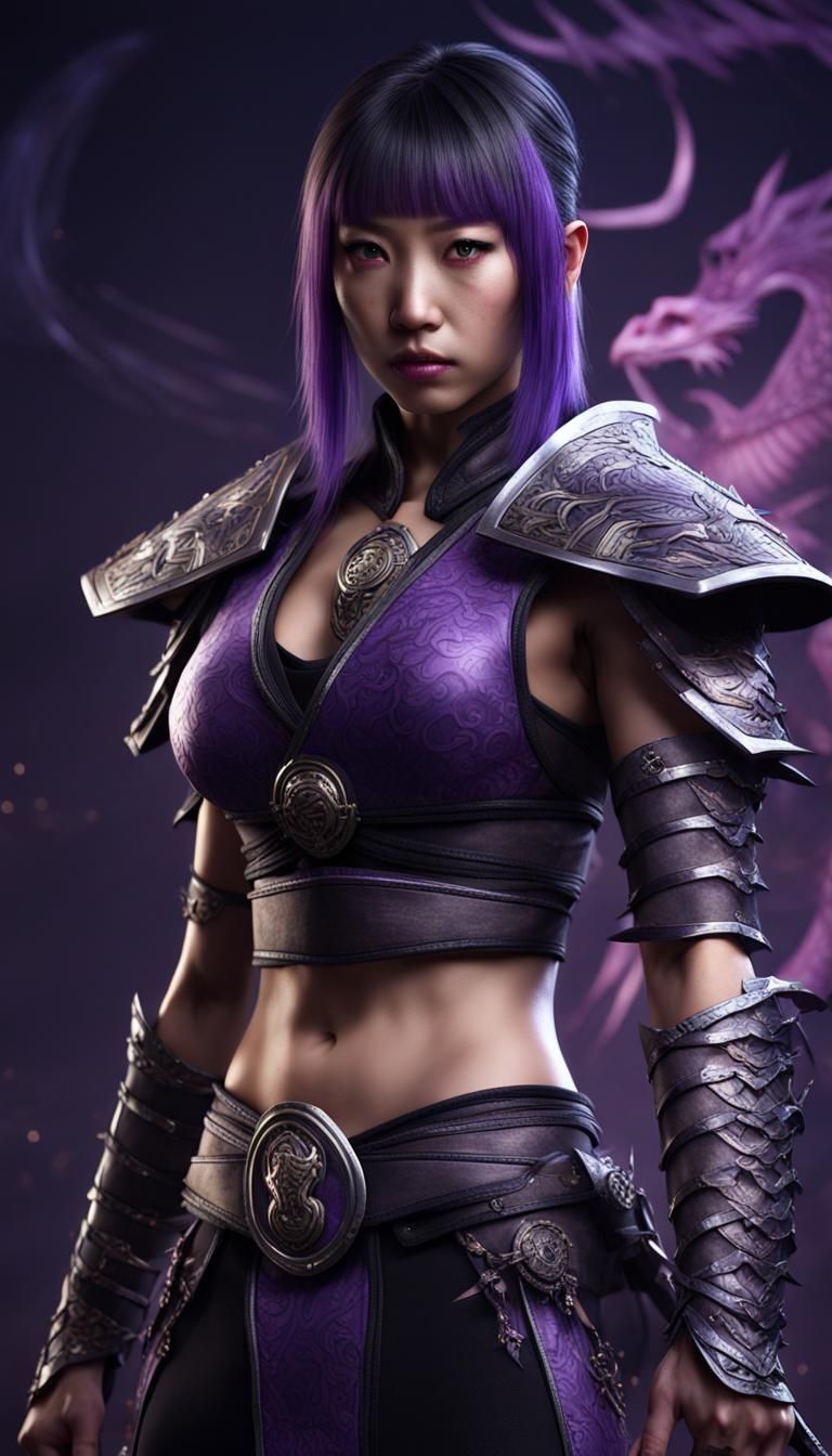 Asian Warrior Girl in Dragon Armor