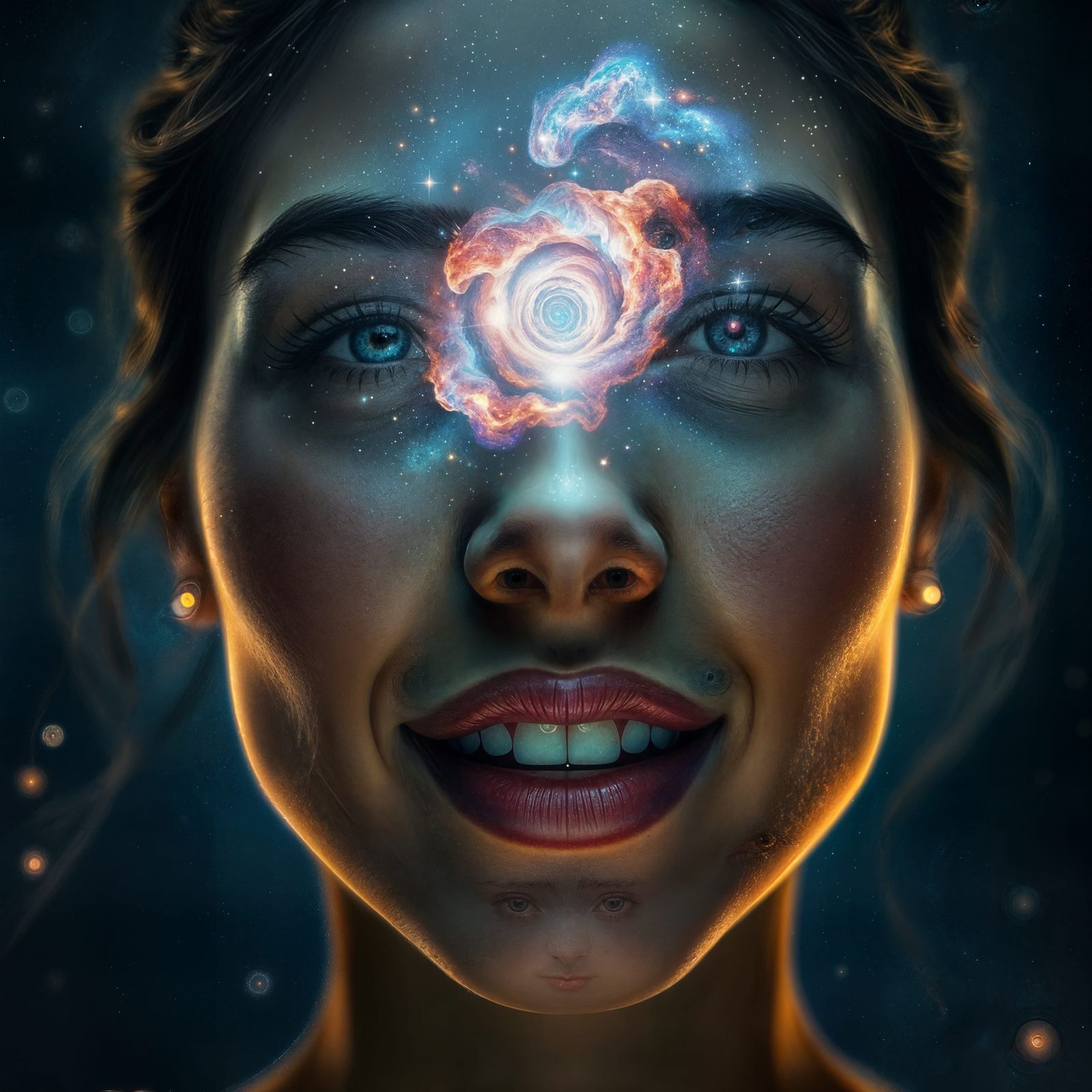 Galactic Woman with Radiant Third Eye