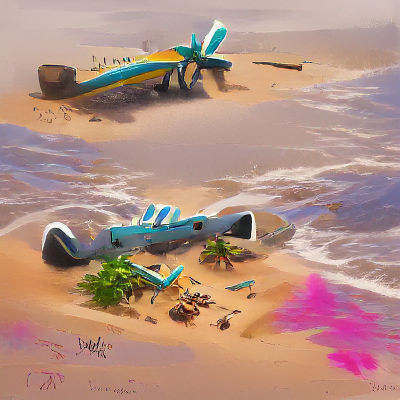 Plane Crash on Tropical Beach